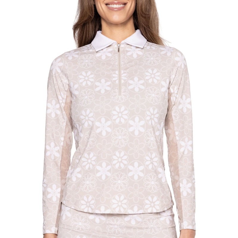 Golftini Women’s Cool Girl Long Sleeve Golf Polo Shirt – Sand Bar