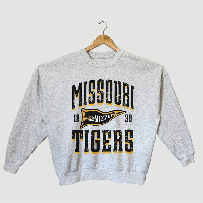 MISSOURI TIGERS PENNANT PRIDE PREMIUM FLEECE DROP SHOULDER CREWNECK PULLOVER
