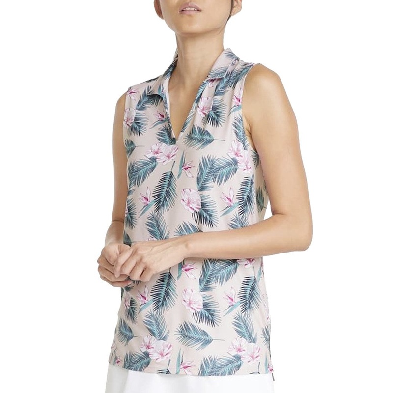 Puma Women’s Cloudspun Paradise Sleeveless Golf Polo – Chalk Pink/Bright White