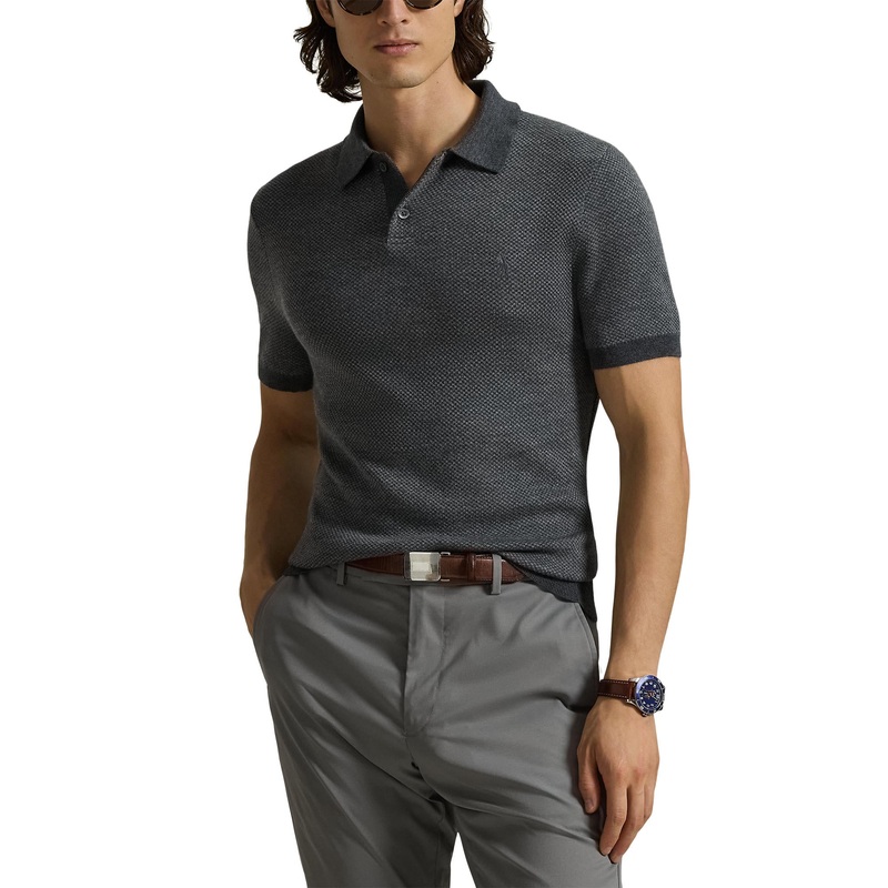 RLX Ralph Lauren Cotton Coolmax Knitted Golf Polo Shirt – Grey Combo