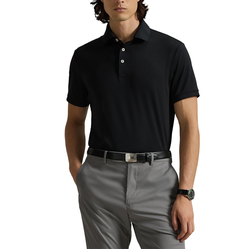 RLX Ralph Lauren Tailored Fit Lightweight Airflow Golf Polo Shirt – Polo Black