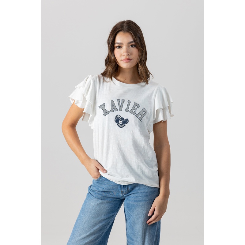 XAVIER MUSKETEERS All In To Win Flutter Crewneck Top