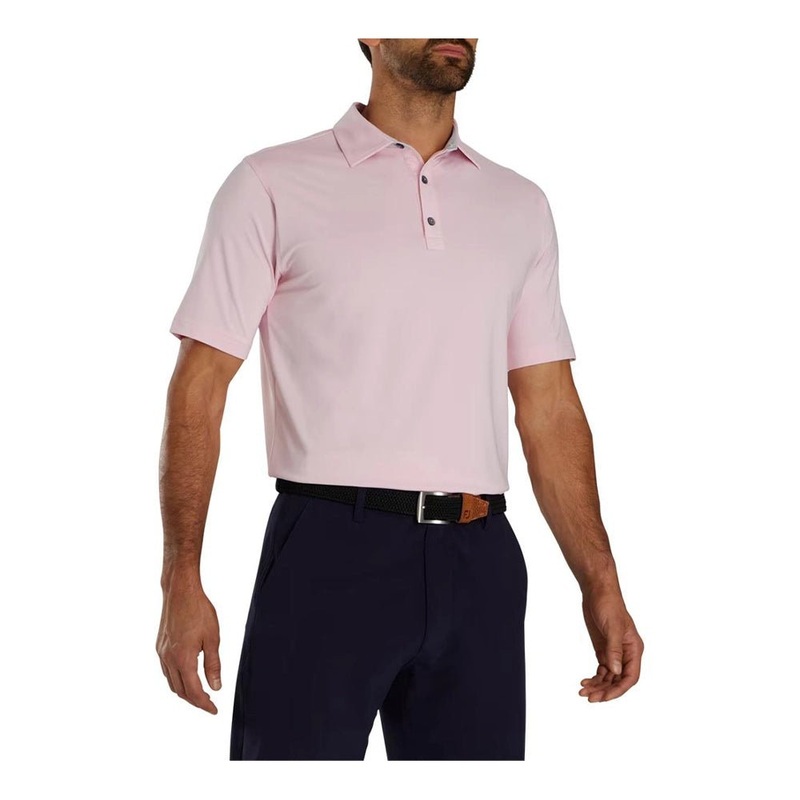 FootJoy Solid with Microstripe Trim Lisle Self Collar Golf Polo – Previous Season Style