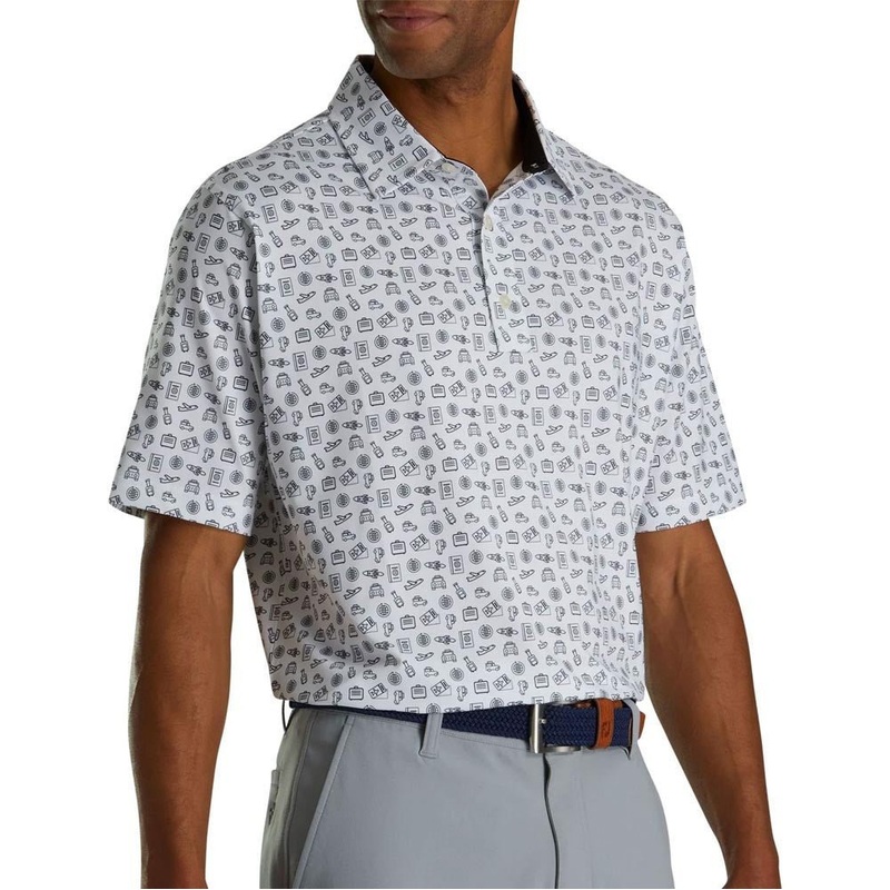 FootJoy Travel Print Lisle Self Collar Polo