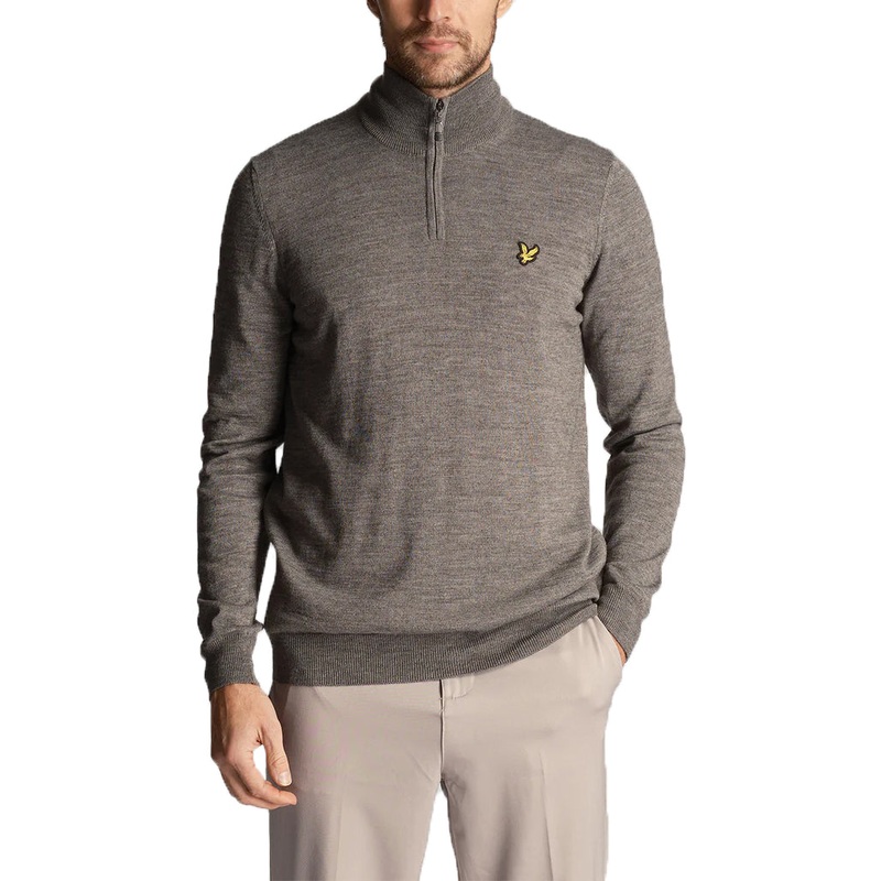 Lyle & Scott Core 1/4 Zip Merino Mix – Mid Grey Marl