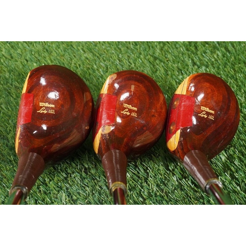 VINTAGE LADY WILSON 4150 WOODS SET 1,3,5 MATCHED FLEX LITE STEEL LADIES FLEX