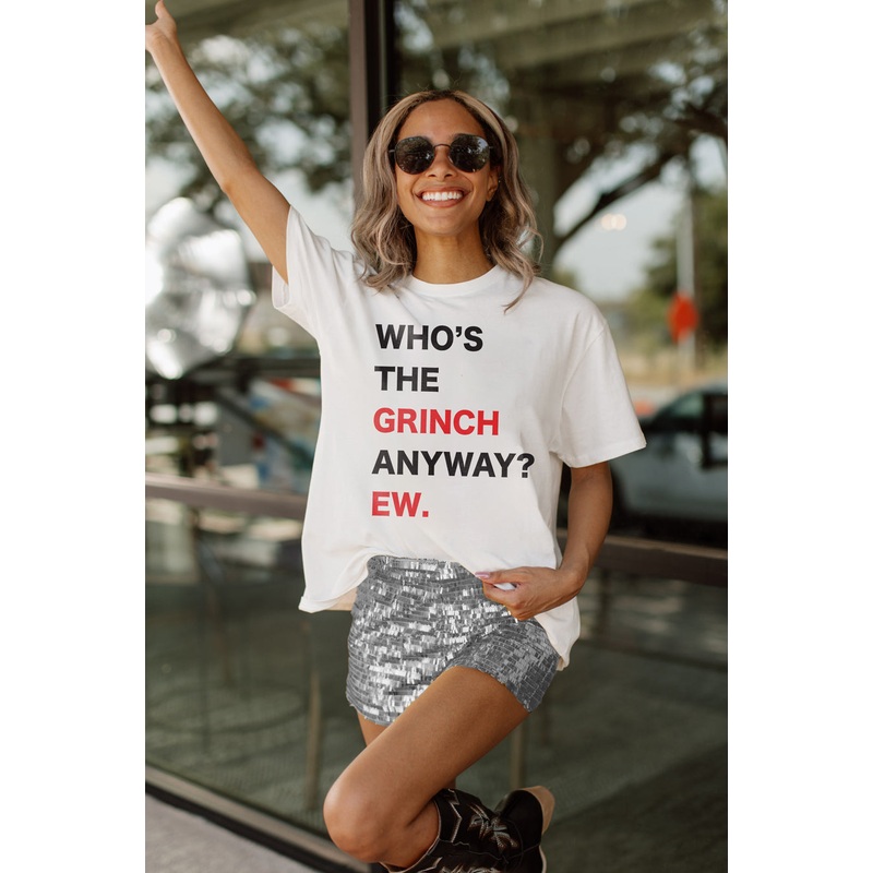 WHO’S THE GRINCH OVERSIZED VINTAGE WASH TEE IN IVORY