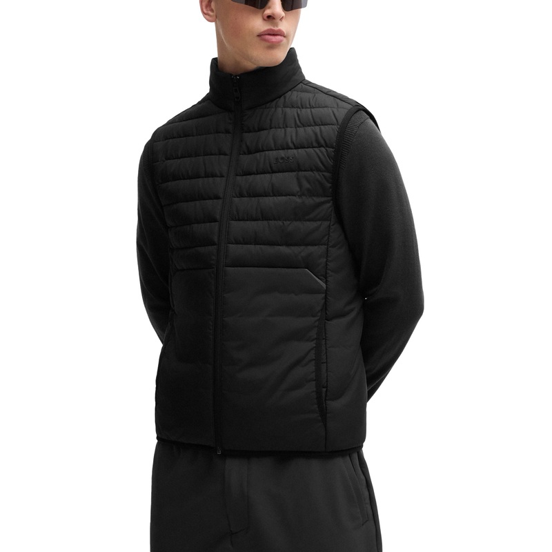 BOSS Thor Water Repellent Padded Golf Vest – Black