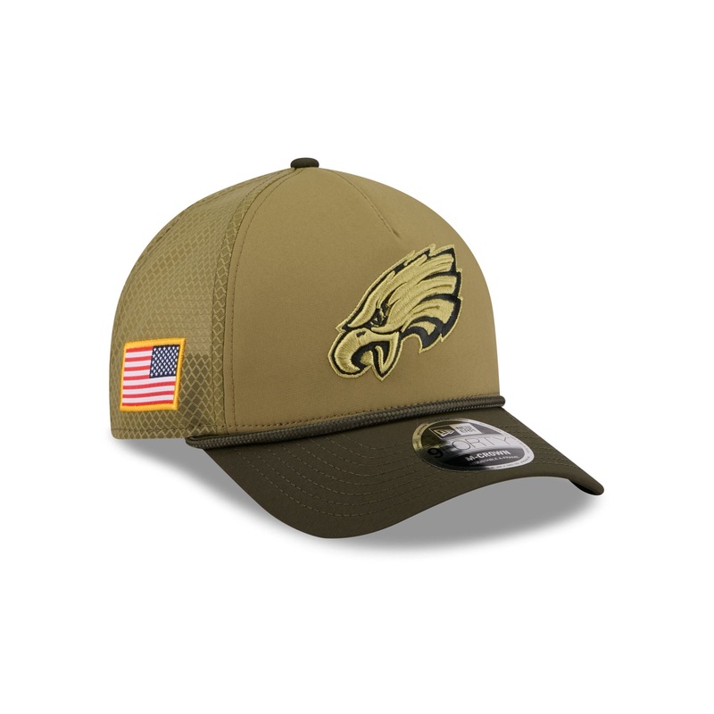 Philadelphia Eagles 2025 Salute to Service 9FORTY M-Crown A-Frame Trucker Hat