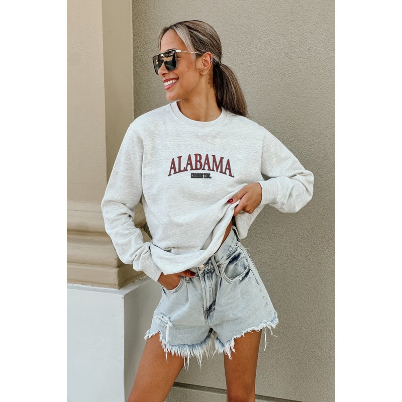 ALABAMA CRIMSON TIDE Number One Fan Embroidered Crew Pullover By Madi Prewett Troutt