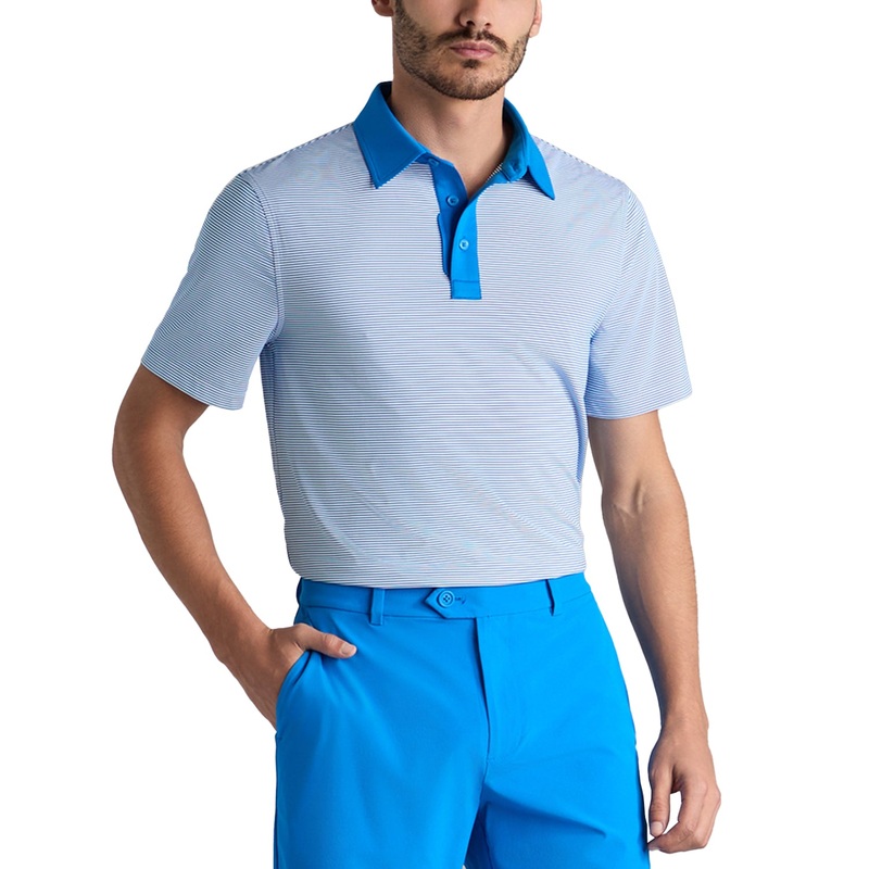 G/Fore Feeder Stripe Fine Tech Jersey Golf Polo Shirt – Lisbon Blue