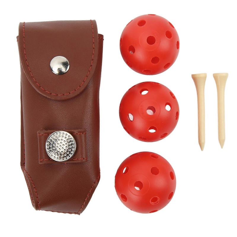 Golf Ball Pouch Leather Magnetic Buckle Design Portable Golf Ball Holder For 3 Golf Balls