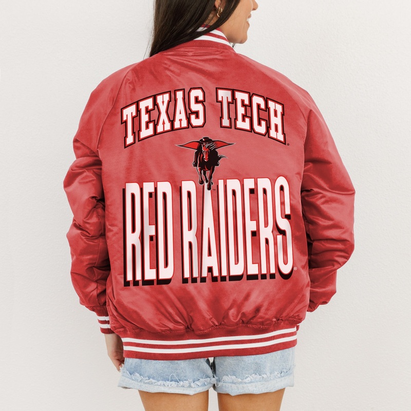 TEXAS TECH RED RAIDERS FIERCE FOCUS SPORT STRIPE VARSITY JACKET