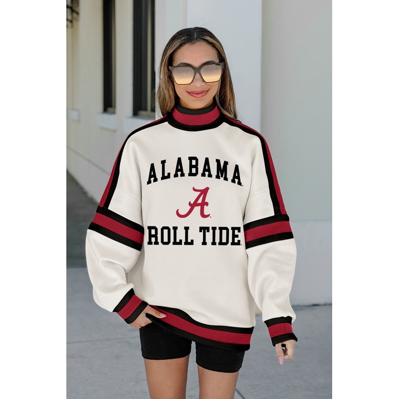 ALABAMA CRIMSON TIDE VIVID MOTION COLORBLOCK TURTLENECK PULLOVER IN BLACK/CRIMSON