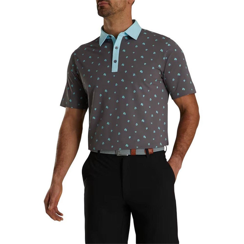 FootJoy Scattered Floral Stretch Pique Self Collar Polo