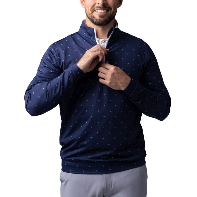 Glenmuir Wick Quarter Zip Lightweight Performance Golf Midlayer – Navy/ White Saltire Flags