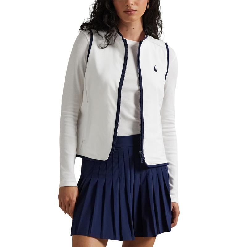 RLX Ralph Lauren Women’s Tech Terry Golf Vest – Ceramic White/Refined Navy