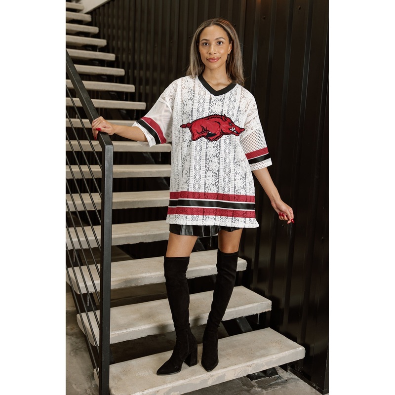 ARKANSAS RAZORBACKS HIGH NOTE LACE FASHION JERSEY