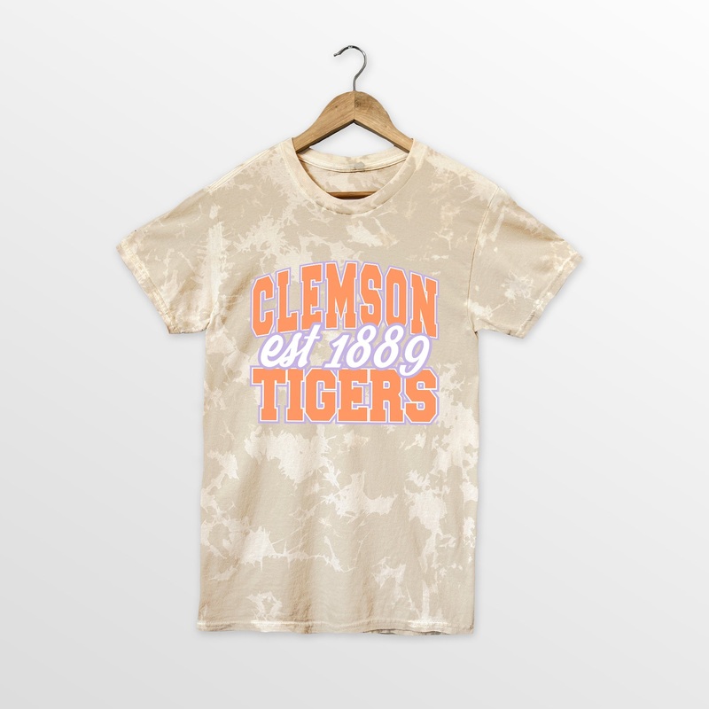 CLEMSON TIGERS DEEP ROOTS BLEACH WASH TEE