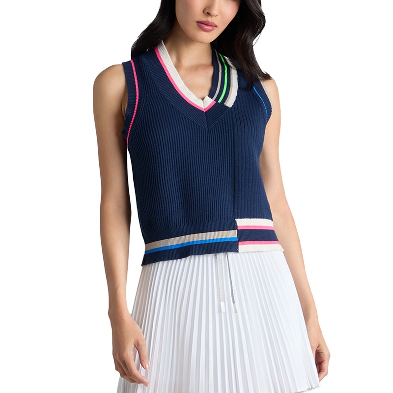 G/Fore Women’s Engineered Stripe Sweater Golf Vest – Twilight