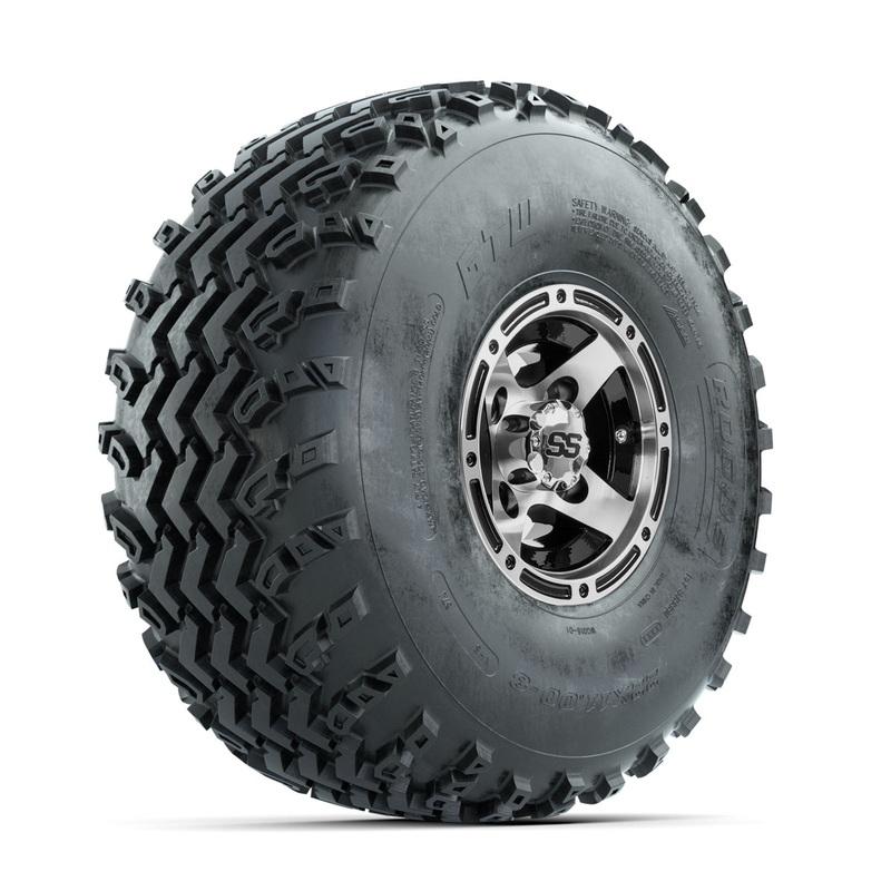 GTW Ranger Machined/Black 8 in Wheels with 22×11.00-8 Rogue All Terrain Tires  Full Set