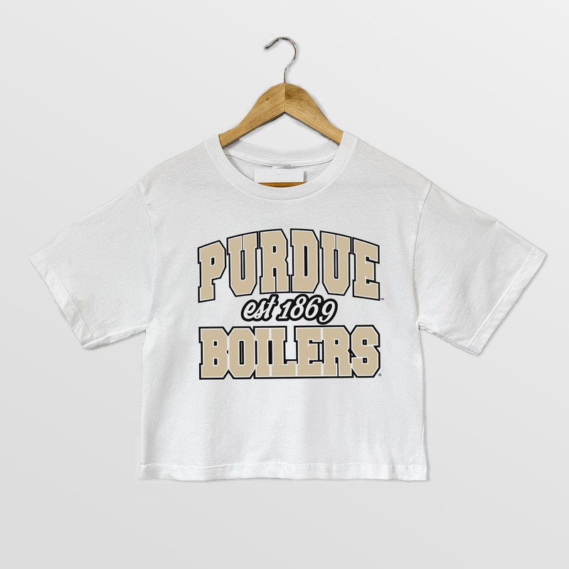 PURDUE BOILERMAKERS DEEP ROOTS BOXY FIT WOMEN’S CROPPED TEE