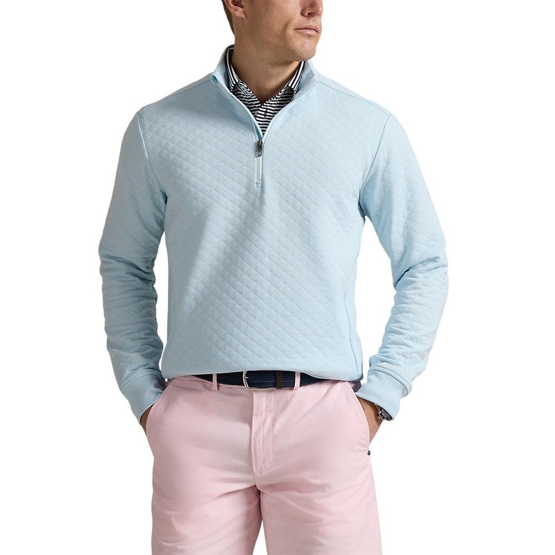 RLX Ralph Lauren Classic Fit Quilted Double-Knit Golf Pullover – Summer Aqua