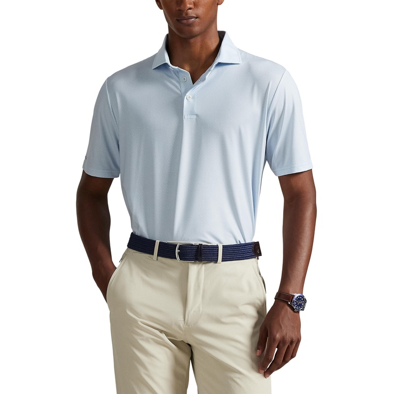 RLX Ralph Lauren Printed Lightweight Airflow Golf Polo Shirt – Office Blue Boogey Texture