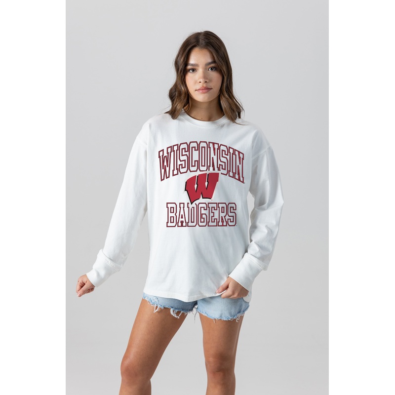WISCONSIN BADGERS Mind Games Oversized Long-Sleeve Tee