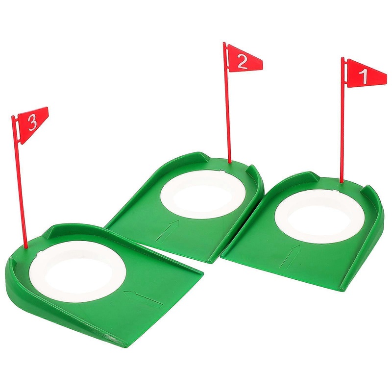 3pcs Plastic Golf Putting Cup Regulation Hole Training Aid with Flag for Indoor Outdoor Lawn Backyard Practice