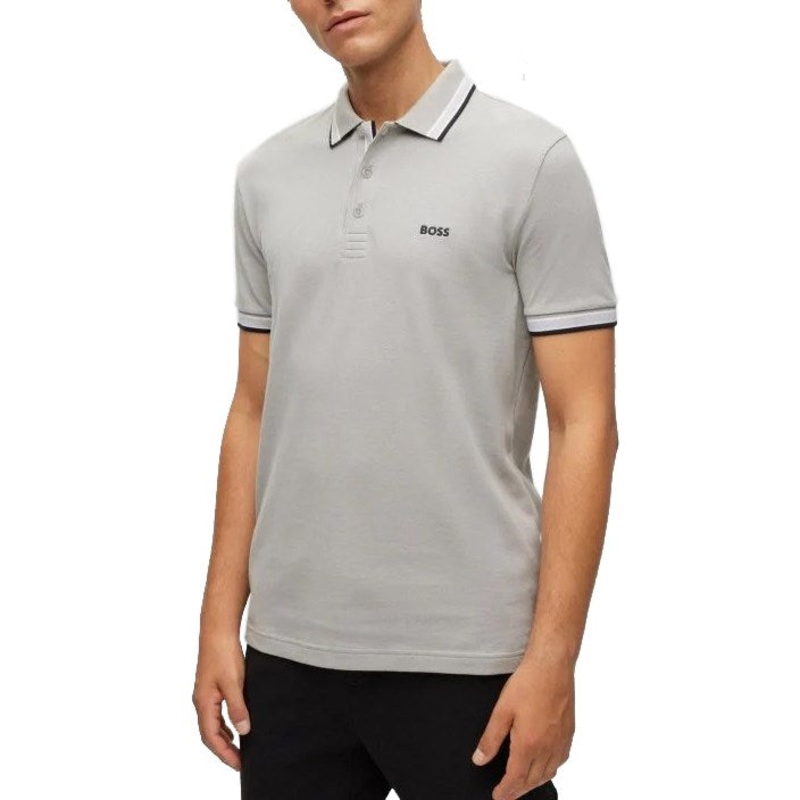 Boss Paddy Cotton Pique Polo – Open Grey