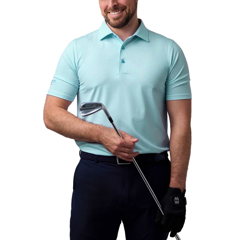 Glenmuir Carribridge Performance Polo Golf Shirt – White/ Lagoon