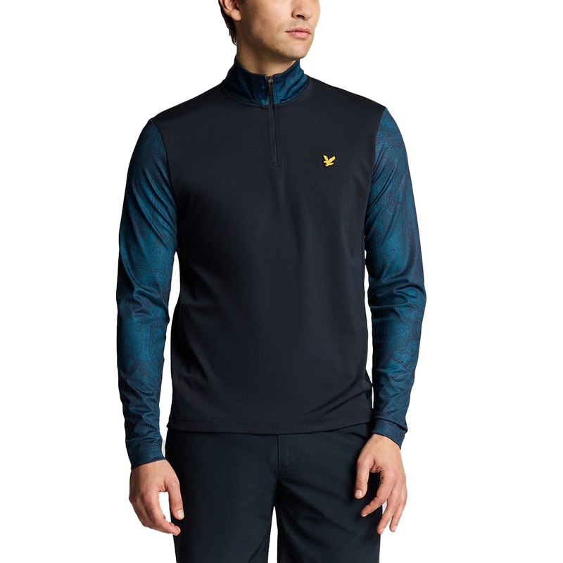 Lyle & Scott Printed Contour Golf Midlayer – Dark Navy