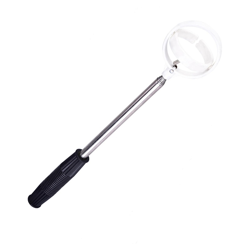 Practical Golf Ball Pickup Telescopic Antenna Ball Pick up Tool Device Retriever Scoop (White)
