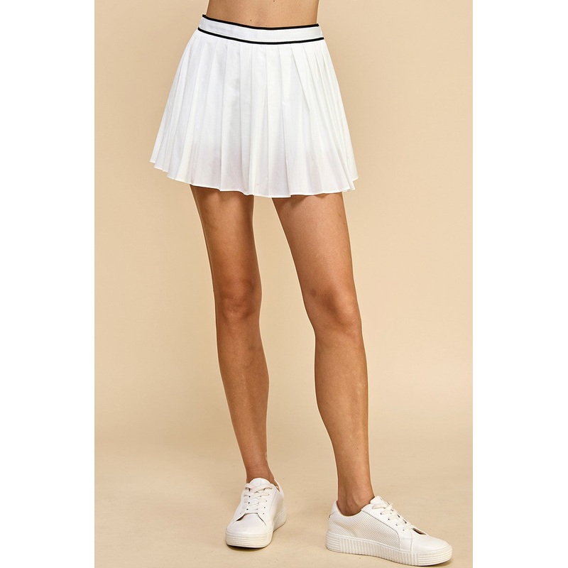 BLAIRE PLEATED STRIPE TENNIS SKIRT