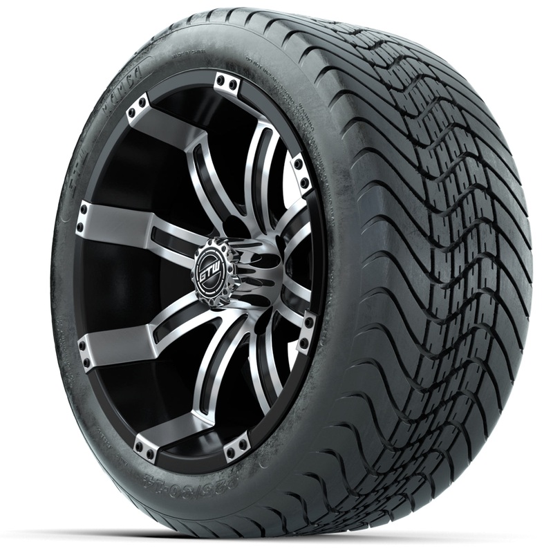 Set of (4) 14 inch GTW Tempest Machined/Black Wheels with GTW Mamba Street Tires PN# A19-258