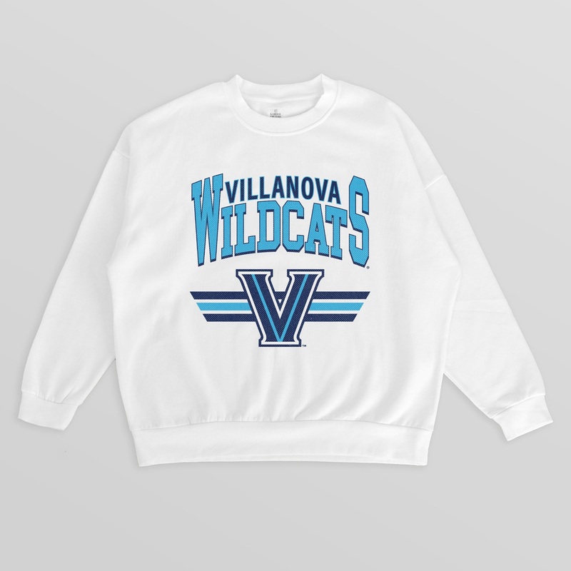 VILLANOVA WILDCATS SWIFT STRIKE PREMIUM FLEECE DROP SHOULDER CREWNECK PULLOVER