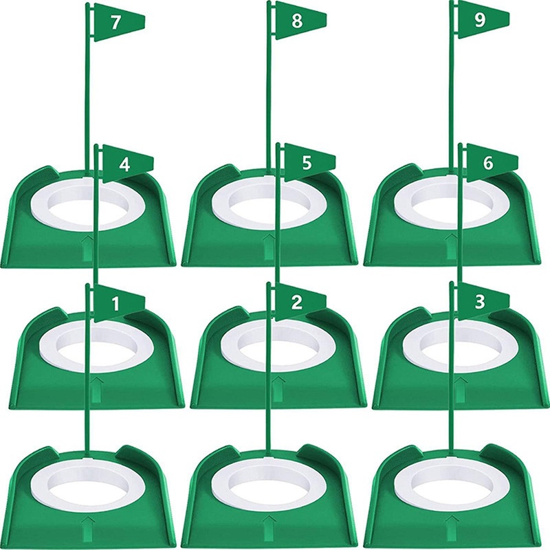 9Pcs Practice Hole with Flag Backyard Putter Practicing Putting Cup for Golf Green Flag