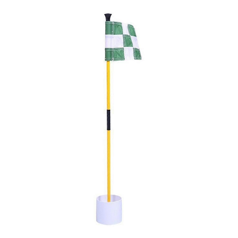 Green and White Golf Green Flag, Colorful Two-Section Checkered Green Target Hole Cup Flagpole, Gol