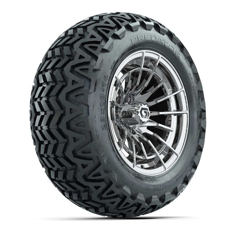 GTW Boost Chrome 14 in Wheels with 23×10-14 Predator All-Terrain Tires  Full Set