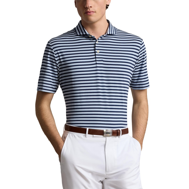 RLX Ralph Lauren Stripe Lightweight Airflow Golf Polo Shirt – Estate Blue Multi