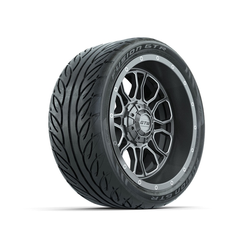 Set of (4) 14 in GTW Volt Gunmetal Wheels with 205/40-R14 Fusion GTR Street Tires PN# A19-818
