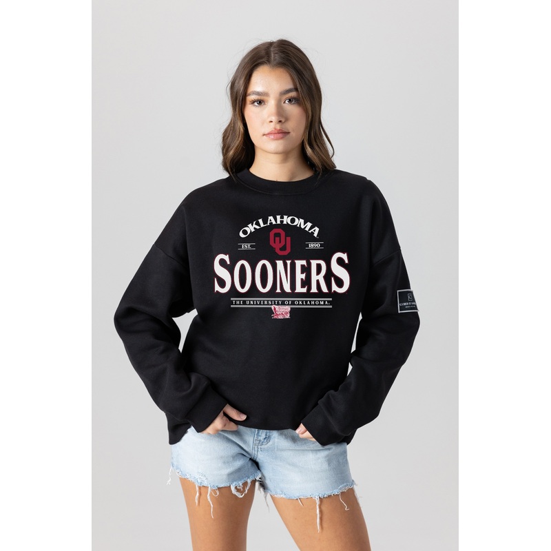 OKLAHOMA SOONERS Players Only Fleece Drop-Shoulder Crew