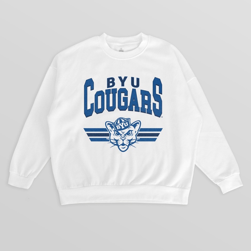 BYU COUGARS SWIFT STRIKE PREMIUM FLEECE DROP SHOULDER CREWNECK PULLOVER