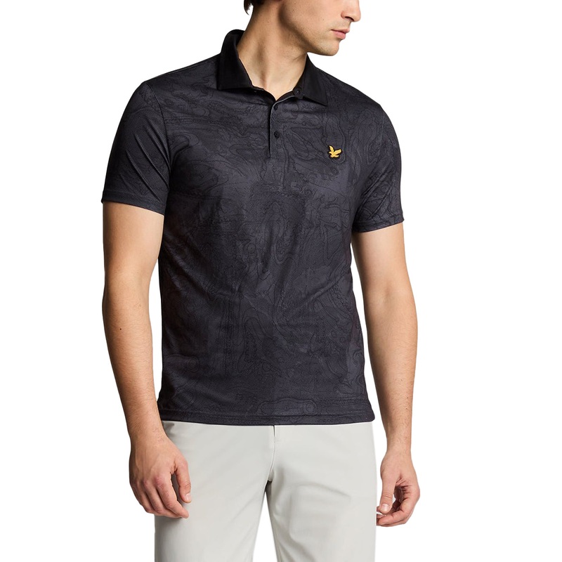 Lyle & Scott Contour Printed Golf Polo Shirt – Jet Black
