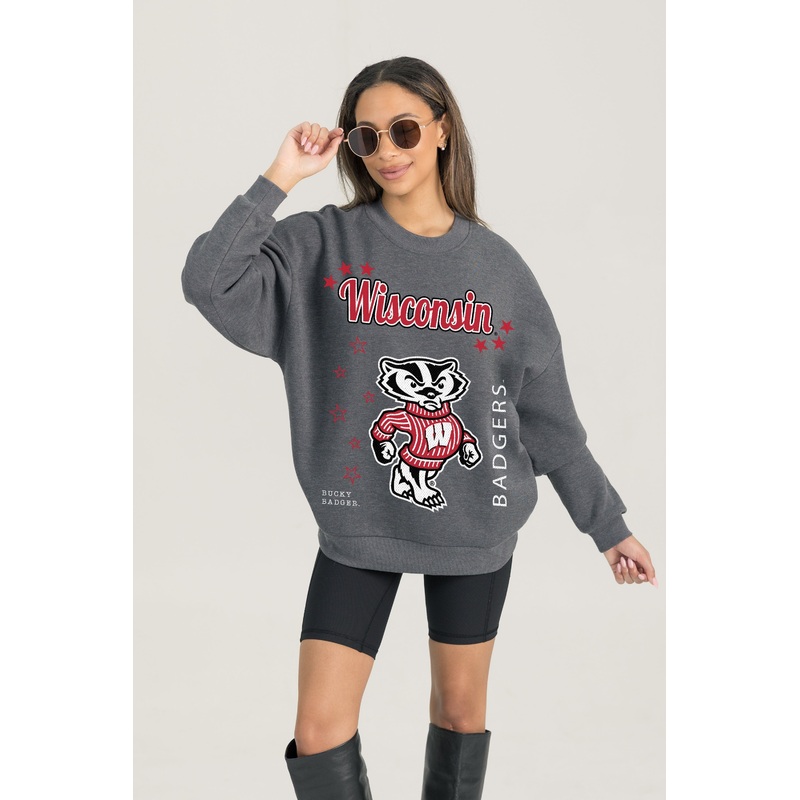 WISCONSIN BADGERS Ready To Rumble Fleece Crewneck Pullover