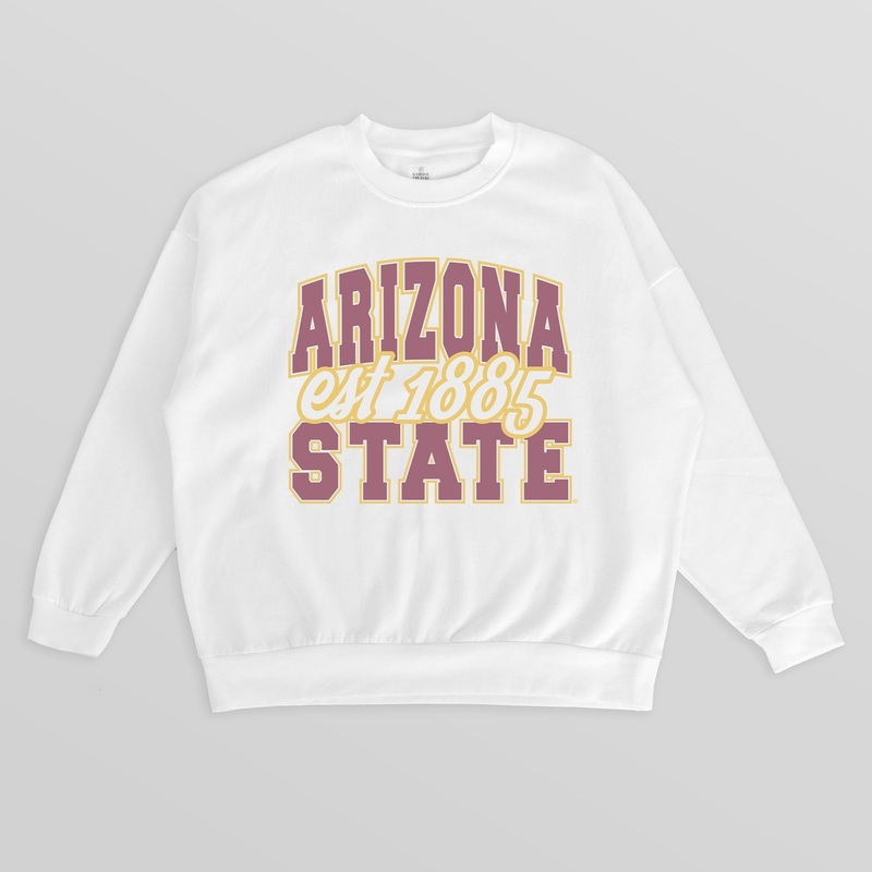 ARIZONA STATE SUN DEVILS FADED FORMATION PREMIUM FLEECE DROP SHOULDER CREWNECK PULLOVER