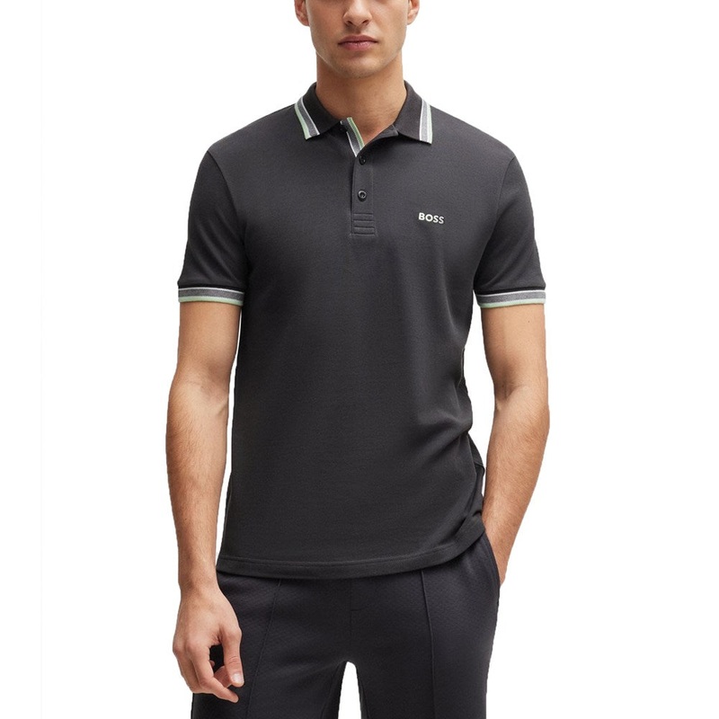 BOSS Paddy Cotton Pique Golf Shirt – Charcoal