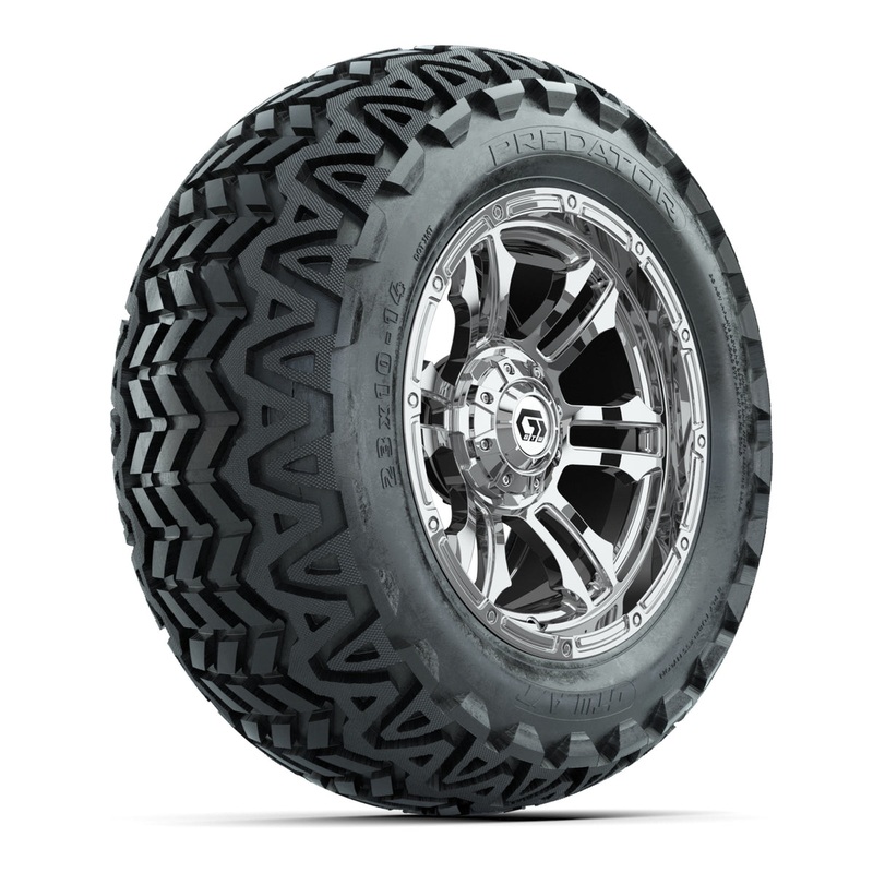 GTW Shogun Chrome 14 in Wheels with 23×10-14 Predator All-Terrain Tires  Full Set