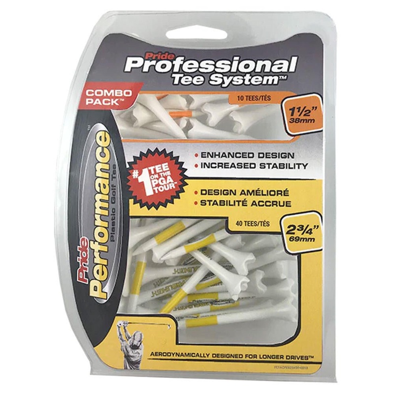 Professional Tee System Pride Performance 1.5 & 2.75 Golf Tees Combo – 50 Count